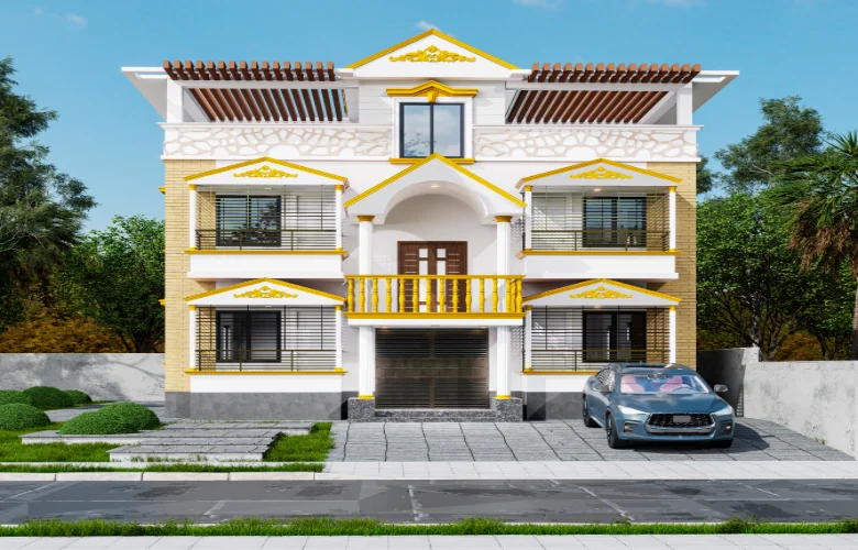 Duplex house design in village