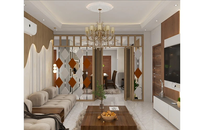 Modern flat interior design in Bangladesh with stylish living room