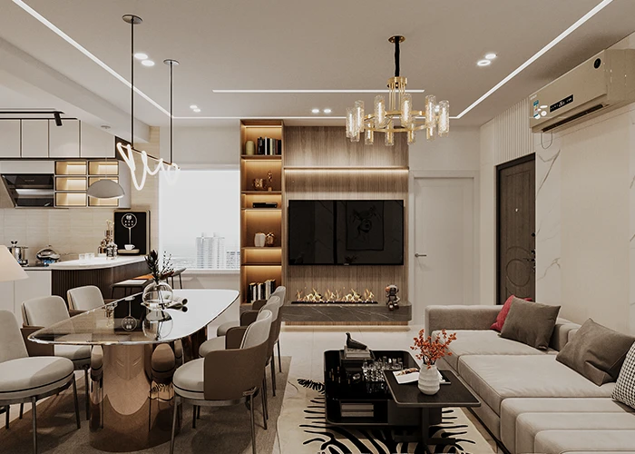 Modern TV cabinet with living room interior design