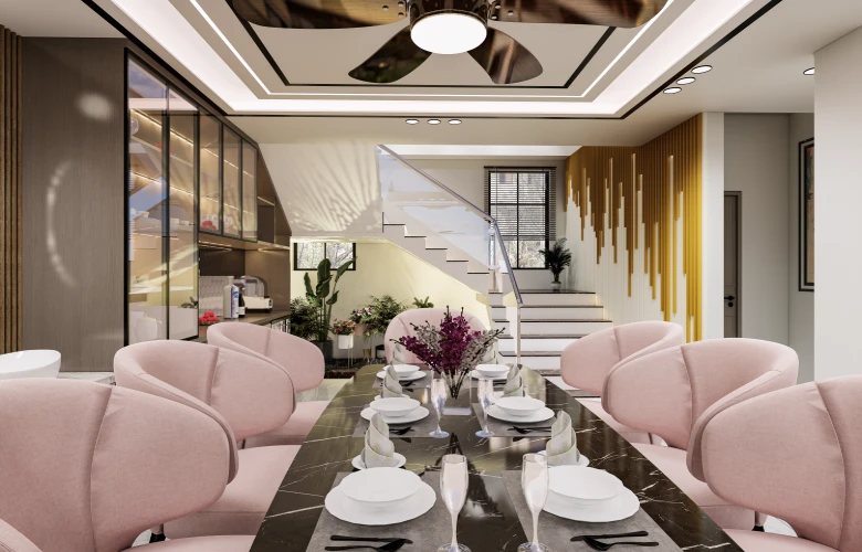 Stylish Dining room interior design for a modern duplex house