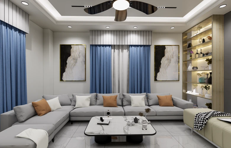 Stylish living room interior design for a modern duplex house